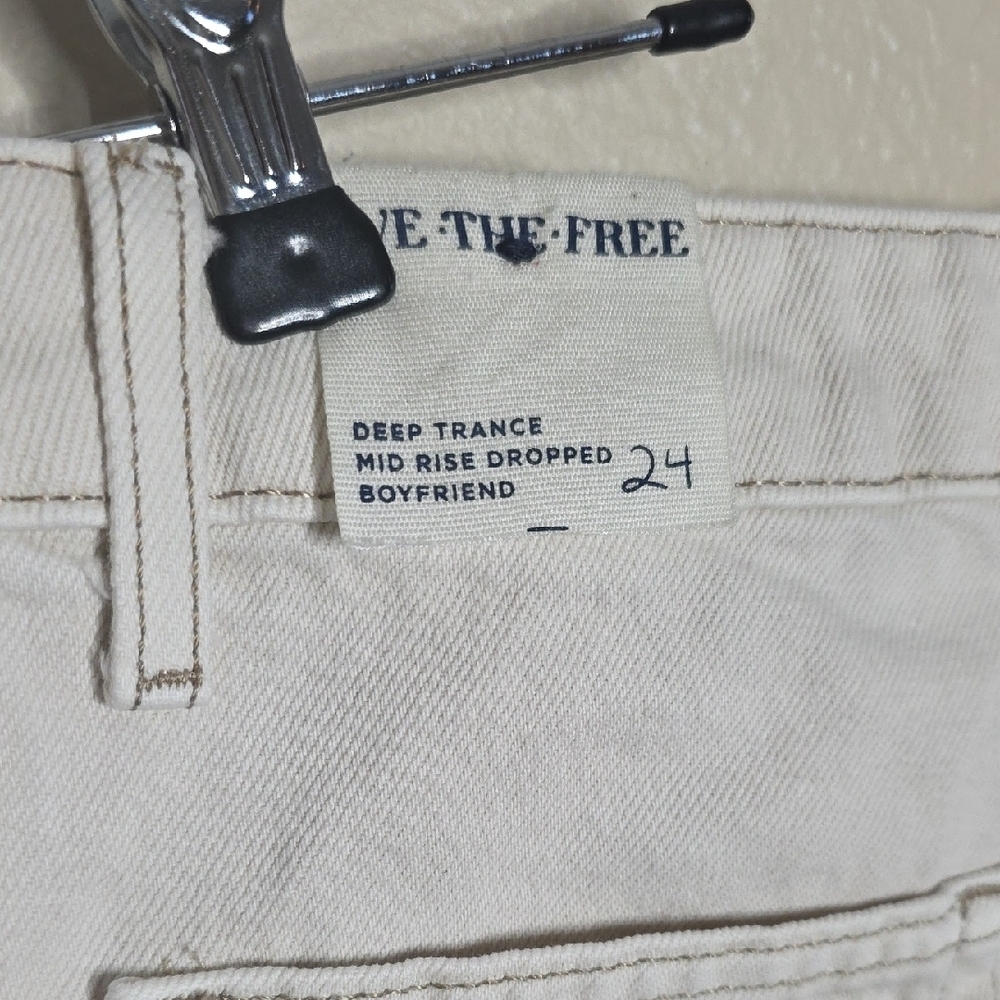 We The Free Jeans Deep Trance Dropped Boyfriend Wide Leg Denim Cream Size 24 - Picture 7 of 14